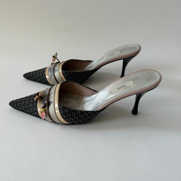 PRADA VINTAGE KIMONO EMBELLISHED MULES - Picture 3 of 13